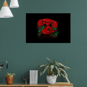 Antiek rode kerst telefoon cadeau poster