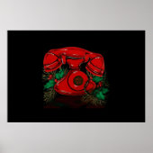 Antiek rode kerst telefoon cadeau poster (Voorkant)