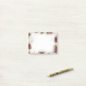 Antiek rode rozenbehangpapier post-it® notes (Op bureau)