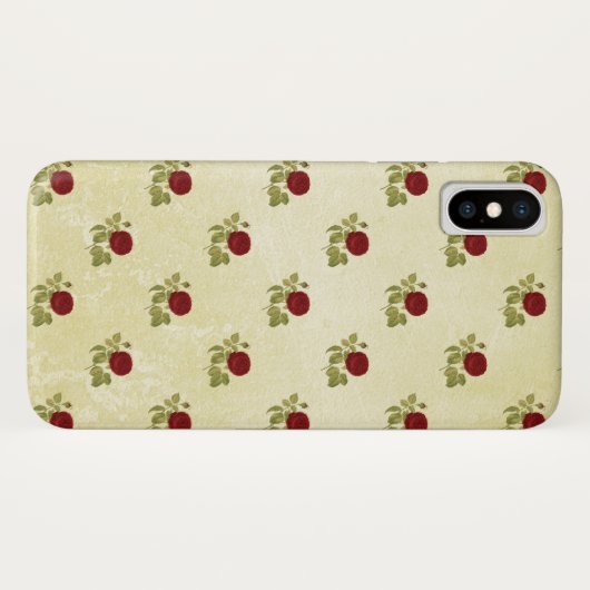 Antiek rode rozenpatroon op perkament Case-Mate iPhone case (Achterkant (horizontaal))