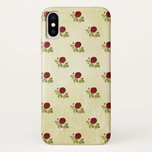 Antiek rode rozenpatroon op perkament Case-Mate iPhone case (Achterkant)
