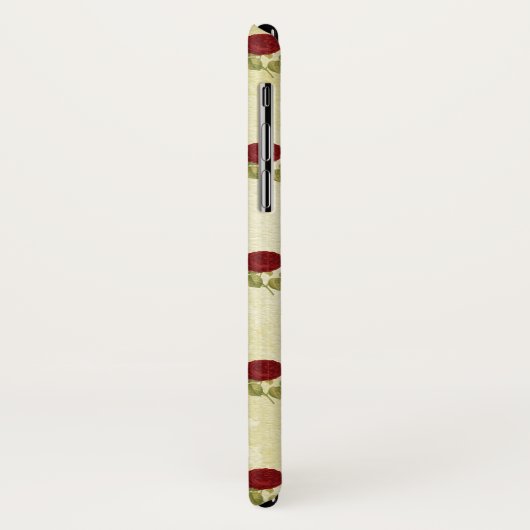 Antiek rode rozenpatroon op perkament Case-Mate iPhone case (Achterkant/links)