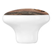 Antiek rode tractorkeramische knop (Zijkant)