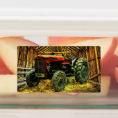 Antiek rode trekker bijtende schuur labels (Aangebracht)