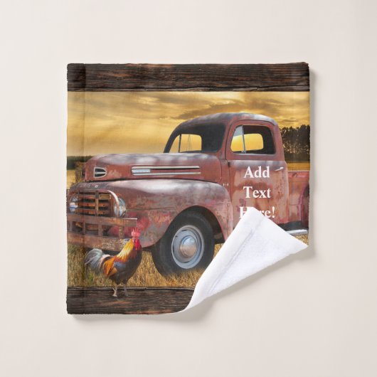 Antiek Rode Vrachtwagen Boerderij Veldhaan Hen Bad Handdoek (Wasdoekje)