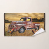 Antiek Rode Vrachtwagen Boerderij Veldhaan Hen Bad Handdoek (Handdoek)