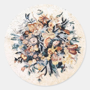 Antiek Romaans Italiaans Elegant Bloemmozaïek Brui Ronde Sticker