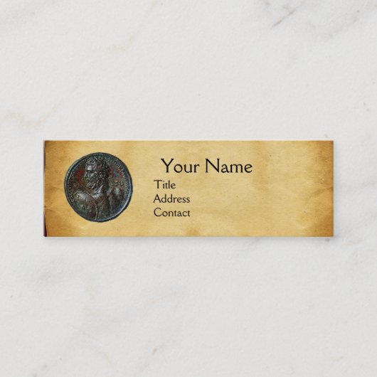 ANTIEK ROMAN BRONZE MEDALLION MONOGRAM-perkament Mini Visitekaartje (Voorkant)
