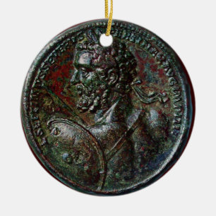 ANTIEK ROMAN BRONZE MEDALLION SEPTIMUS SEVERUS KERAMISCH ORNAMENT