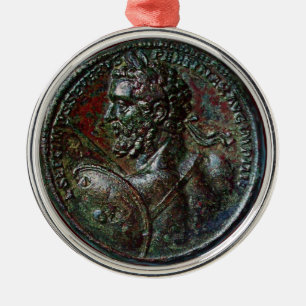 ANTIEK ROMAN BRONZE MEDALLION SEPTIMUS SEVERUS METALEN ORNAMENT