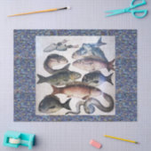 ANTIEK ROMAN MOSAICS, FISHES, OCEAAN ZEE LIFE SCEN TISSUEPAPIER (Craft)