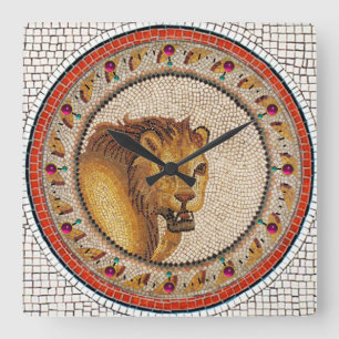 ANTIEK ROMAN MOSAICS / LION VIERKANTE KLOK
