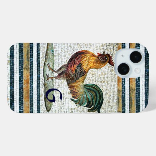 ANTIEK ROMAN MOSAICS/ROOSTER MONOGRAM Case-Mate iPhone CASE (Achterkant (horizontaal))