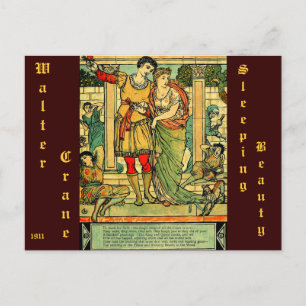Antiek Romantic Walter Crane Sleeping Beauty Briefkaart