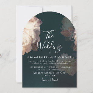 Antiek  Romantische Bloemenboog bruiloft Kaart