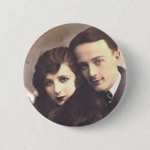 Antiek Romantische paren Kaarten Ronde Button 5,7 Cm