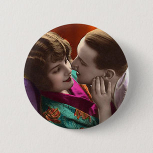 Antiek Romantische paren Kaarten Ronde Button 5,7 Cm
