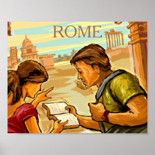 Antiek Rome Illustratie Kunst Toeristen Poster
