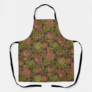 Antiek Rood Bloemmotief met Druiven Botanisch Patr Schort