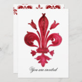 ANTIEK ROOD FLEUR DE LIS Damask Gem Monogram Kaart (Voorkant / Achterkant)