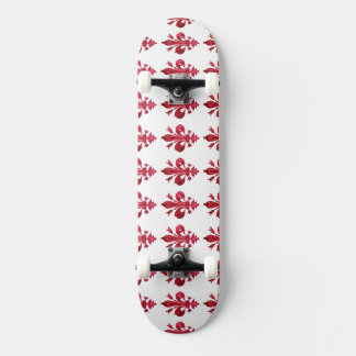 ANTIEK ROOD FLEUR DE LIS IN WIT bloemmotief Skateboard