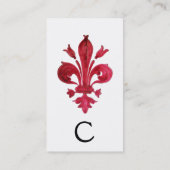 ANTIEK ROOD FLEUR DE LIS IN WIT MONOGRAM VISITEKAARTJE (Achterkant)