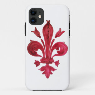ANTIEK ROOD FLEUR DE LIS IN WITTE Heraldische Bloe iPhone 11 Hoesje