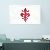 ANTIEK ROOD FLEUR DE LIS IN WITTE Heraldische Bloe Spandoek (Beurs)