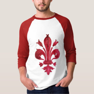 ANTIEK ROOD FLEUR DE LIS IN WITTE Heraldische Bloe T-shirt