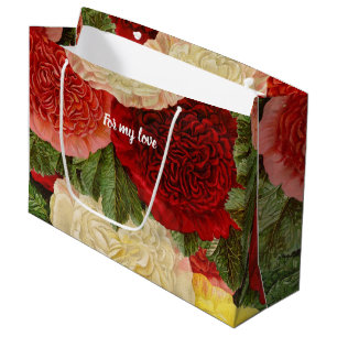 Antiek  Rood Wit Roze Geel Rozen Large Cadeautasje