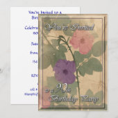 Antiek Roos 90 Birthday Kaart (Voorkant / Achterkant)