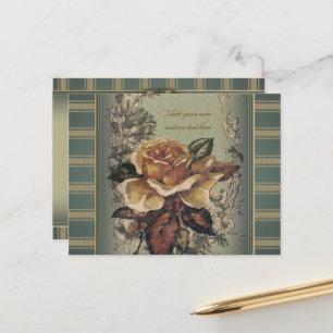 Antiek Roos (blauw) Gepersonaliseerd Briefkaart