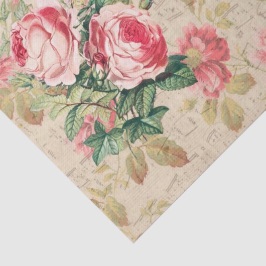 Antiek Roos Decoupage & Tissue Papier Roze & Cream (Detail)