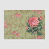 Antiek Roos Decoupage & Tissue Papier Roze & Sage (Voorkant)