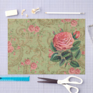 Antiek Roos Decoupage & Tissue Papier Roze & Sage