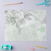 Antiek Roos met grijze mint Tissuepapier (Craft)