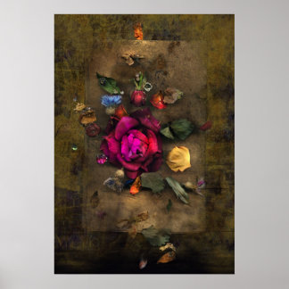 Antiek Roos Poster