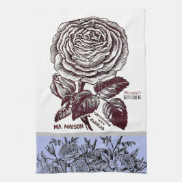 Antiek Roos - Uw keuze voor tekst met periwinkle Theedoek