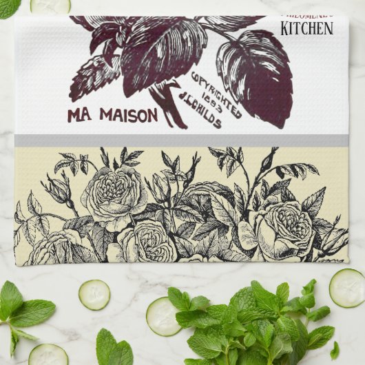 Antiek Roos - Uw keuze voor tekst Theedoek (Gevouwen)