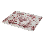 Antiek Rooster Red Toile Bloemen Script Snijplank (Hoek)