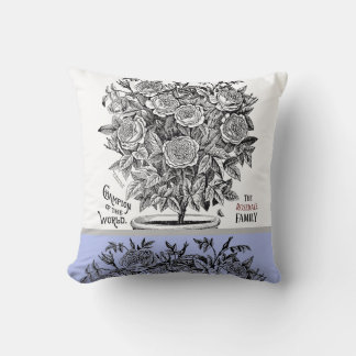Antiek Rosebush - Uw keuze voor tekst Periwinkle Kussen