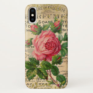 Antiek roze Franse Rozen iPhone X Hoesje