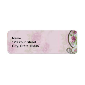 Antiek Roze Roze Thee Cup op Mauve Etiket