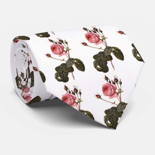 Antiek roze Rozen in Bloom Stropdas (Opgerold)