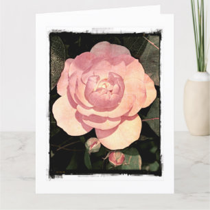 Antiek Roze Rozenbloemen Verjaardag Groot Kaart