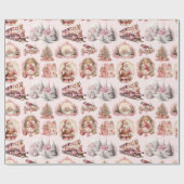 Antiek Roze Victoriaans Kerst Verpakkingsdocument Cadeaupapier (Vlak)