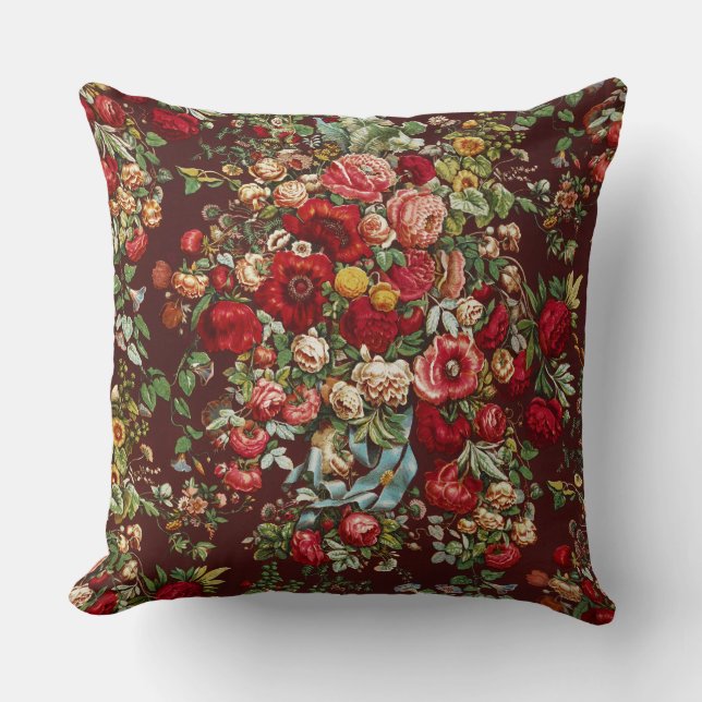 Antiek Rozen Bloem  Tuin Classic Design Kussen (Voorkant)