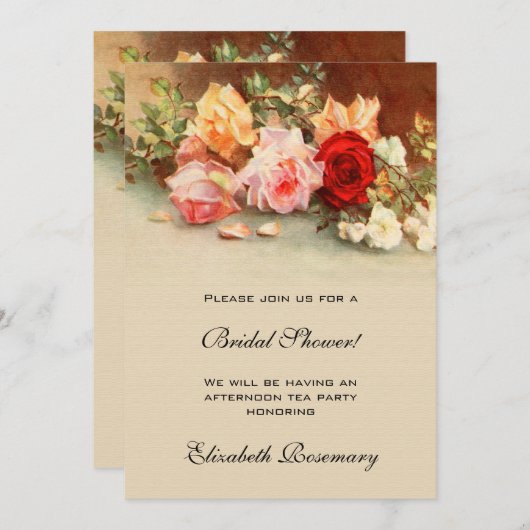 Antiek Rozen Bloemen Vrijgezellenfeest Kaart (Voorkant / Achterkant)