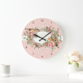 Antiek Rozen Floral Bouquet Moderne Swirls Grote Klok (Huis)