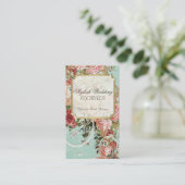 Antiek Rozen Floral Bouquet Moderne Swirls Visitekaartje (Staand voorkant)